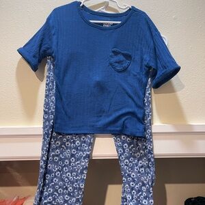 Lands End Girls Blue Pajamas Set. Size 5/6
